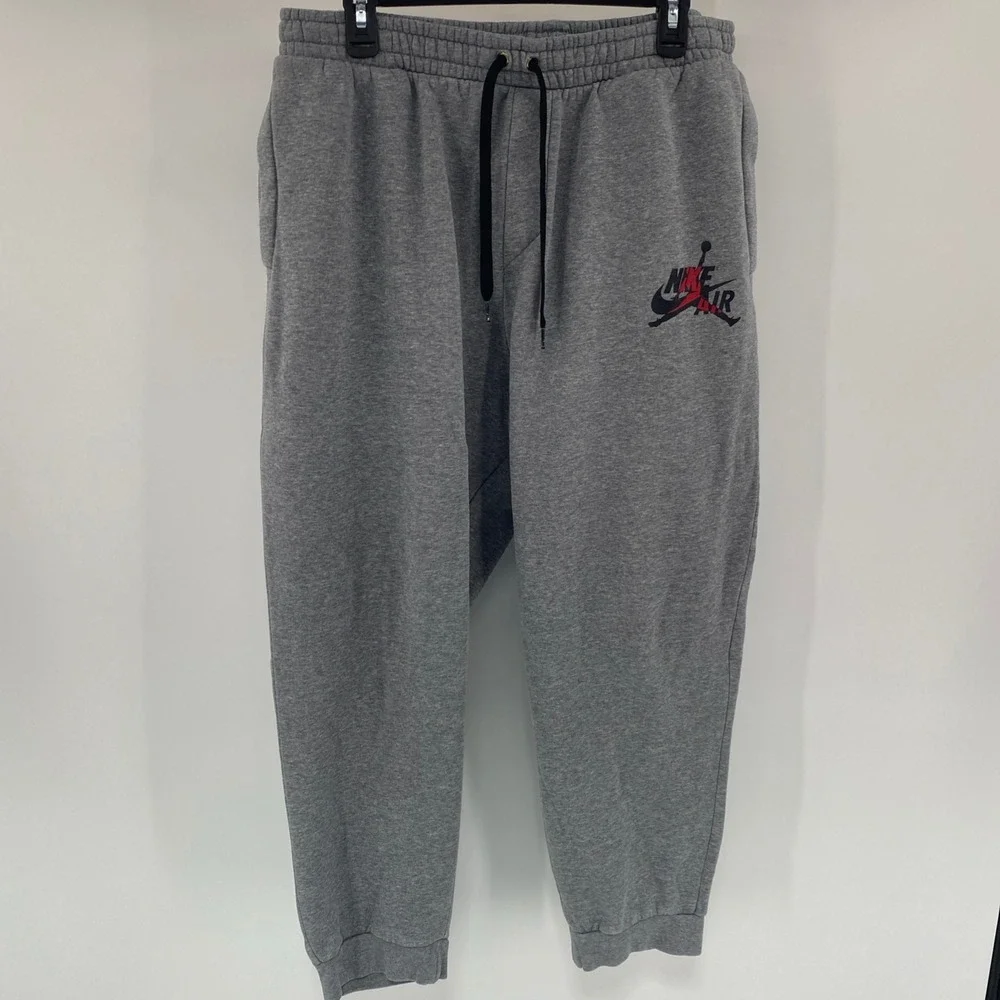 Jordan Sweatpants Mens XL Gray Nike Air Jumpman Fleece Joggers Athletic Pants
